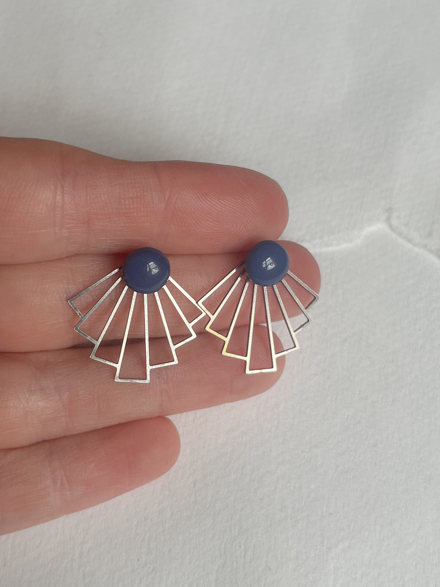 Navy blå dot /// wavey stål