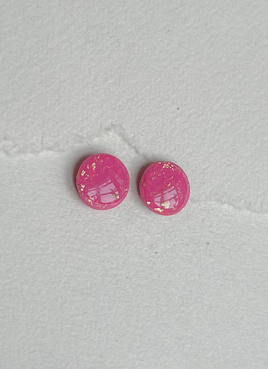 DOTS ørestikker // pink m. bladguld 12 mm