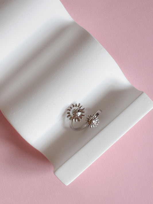 Ring // dobbel flower stål