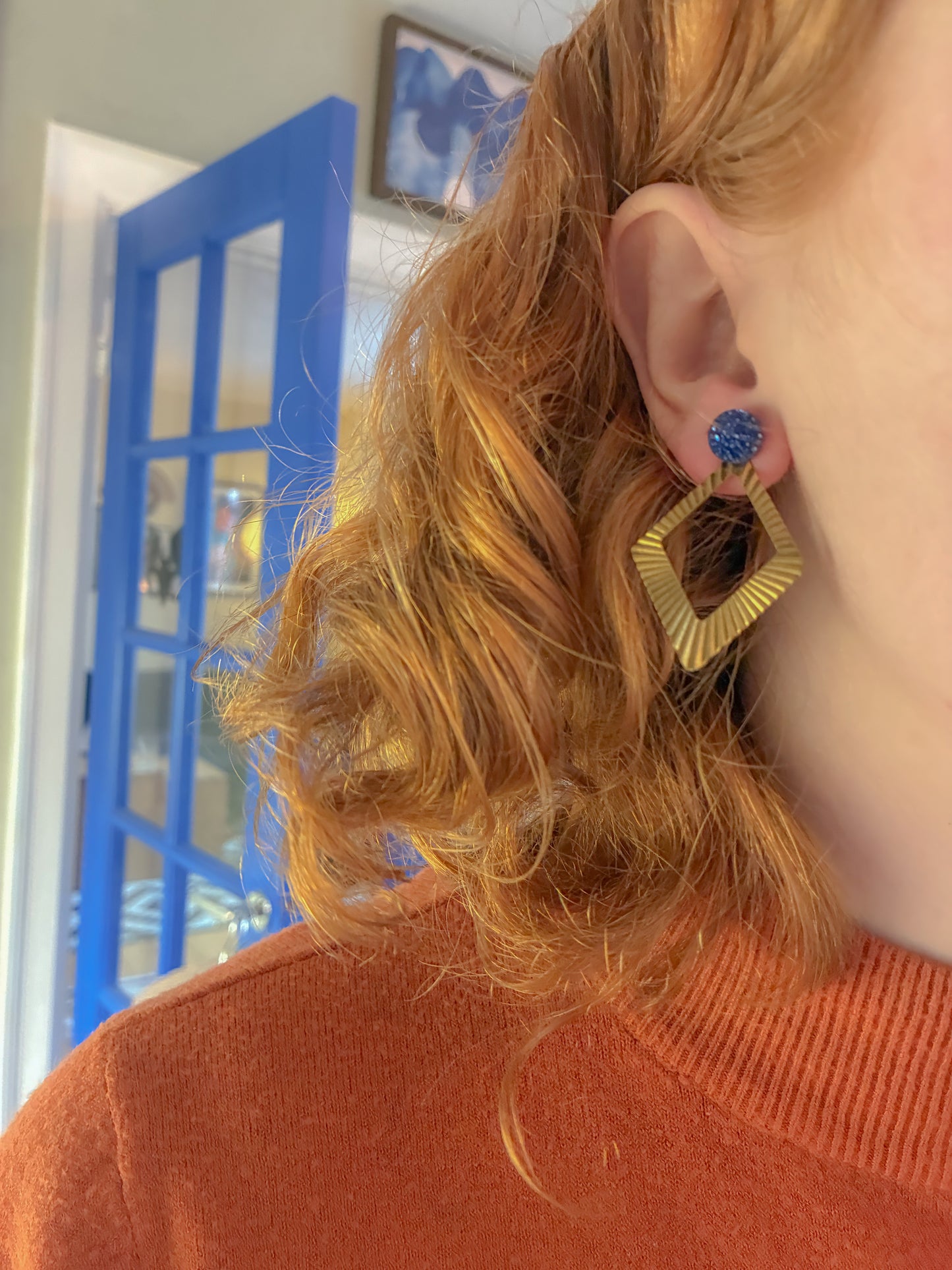 Blå glimmer dot /// messing