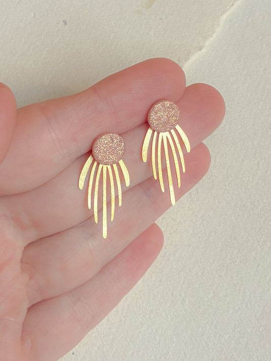 Rosa glimmer dot /// lang frynse bagstykke