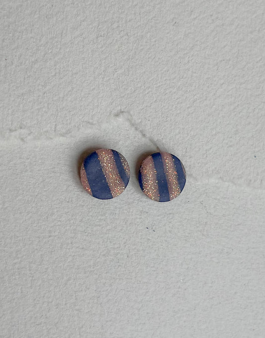DOTS ørestikker // glimmer/blå striber 12 mm