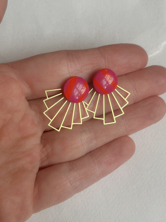 Stribet pink-orange dot /// wavey messing