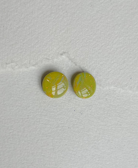 DOTS ørestikker // lysgrøn m. bladguld 12 mm