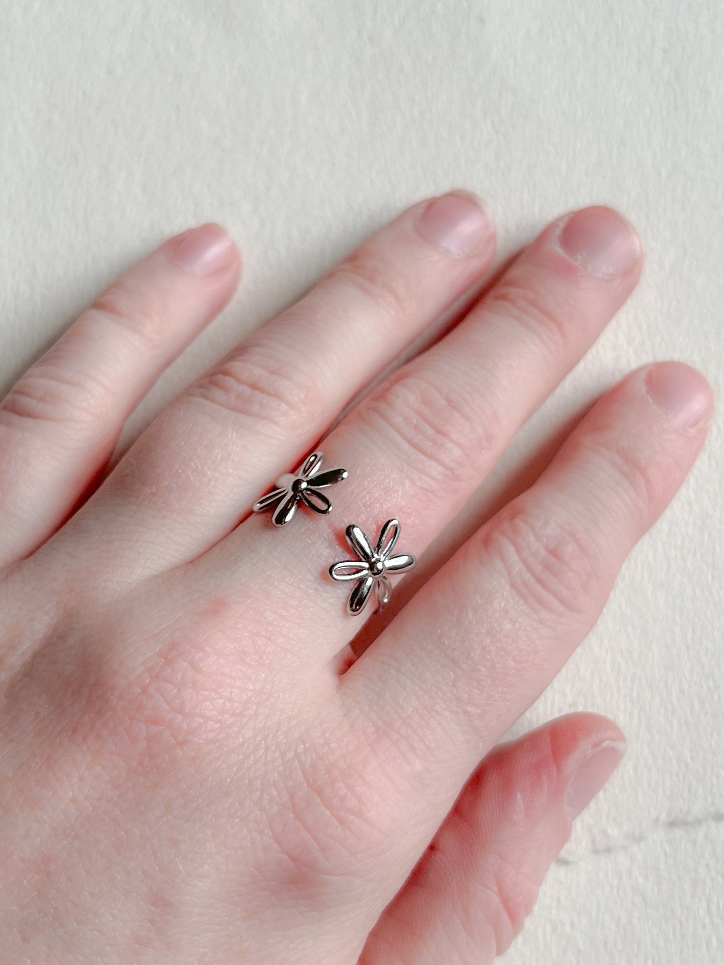 Ring // dobbel flower stål