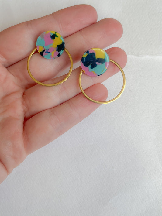 Turkis/pink/gul mix dot /// messing