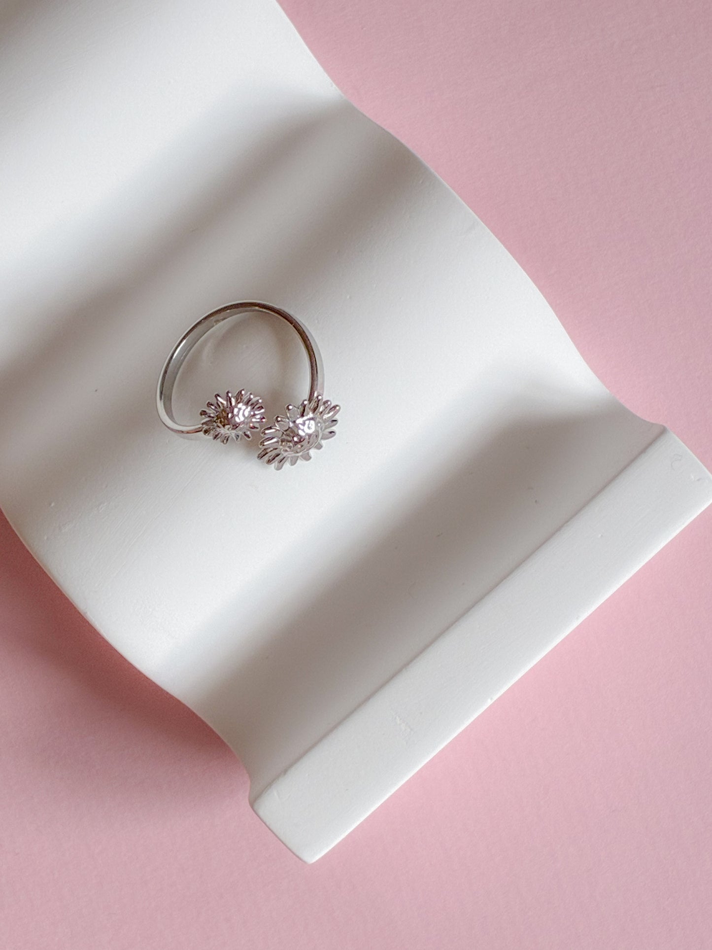 Ring // dobbel flower stål