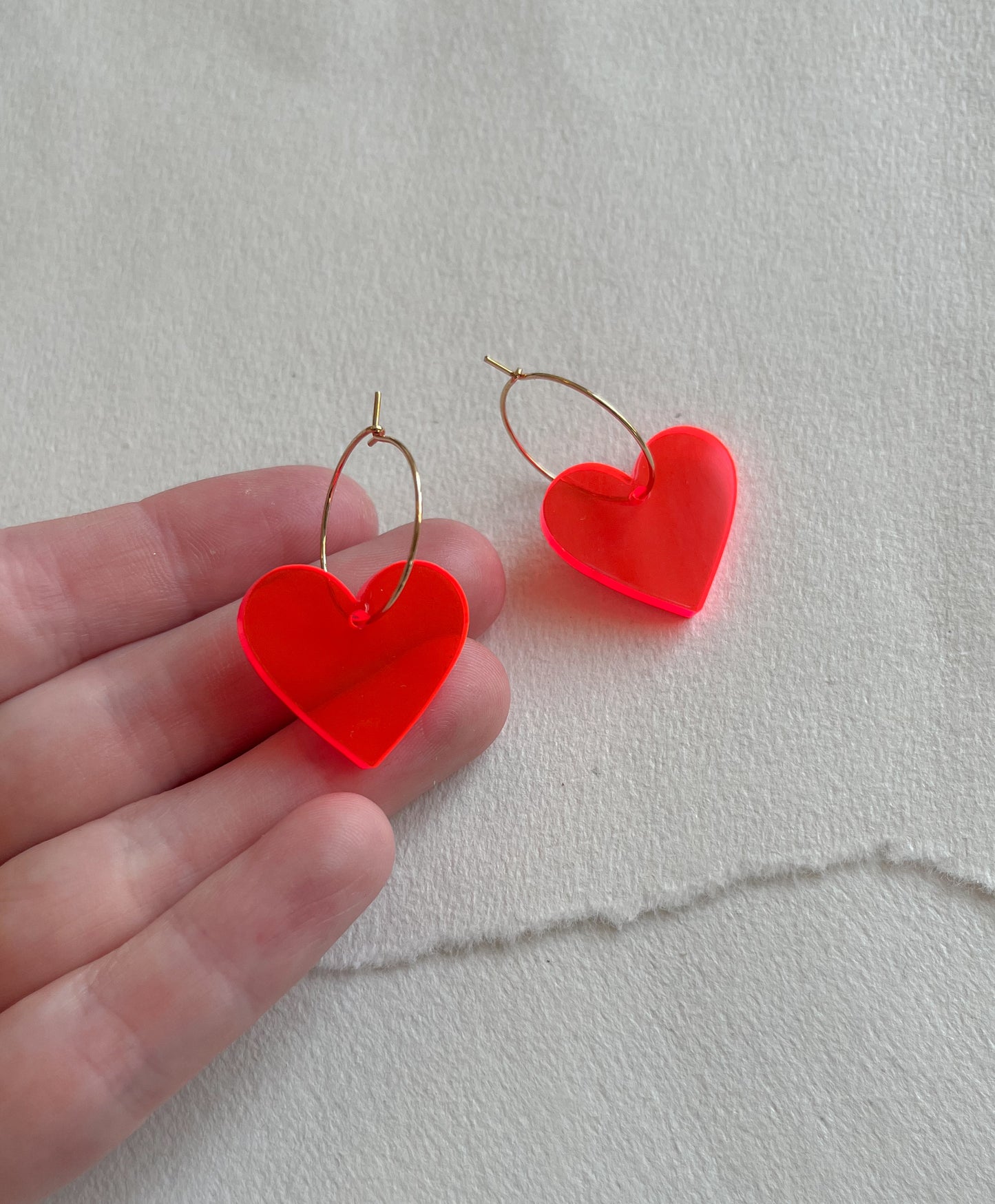 Neon orange hearts creol