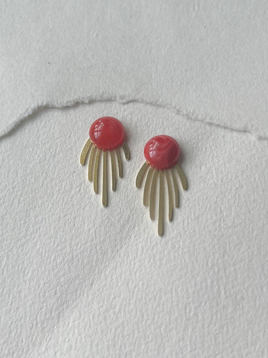 Rød dot //lang frynse messing