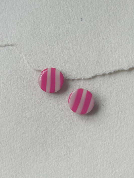 DOTS ørestikker // oversize stribet pink