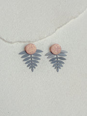 Rosa glimmer dot /// sort stål bagstykke