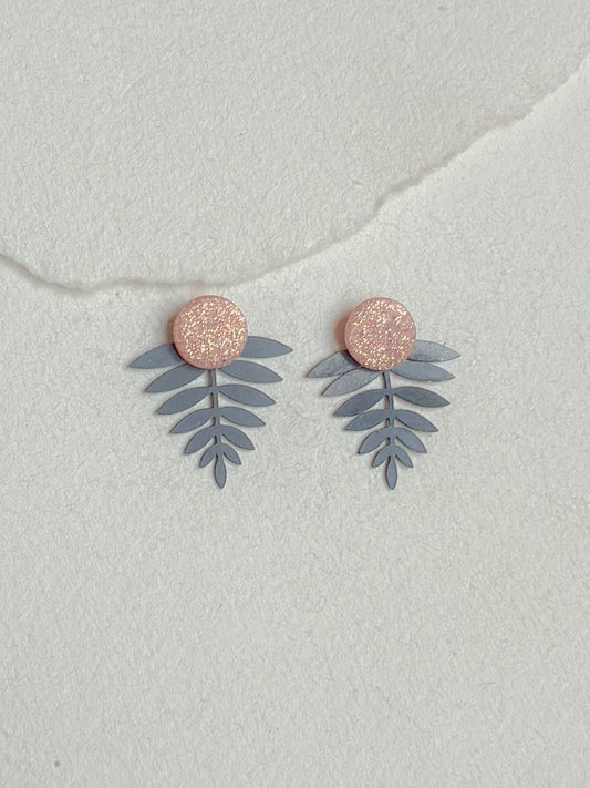 Rosa glimmer dot /// sort stål bagstykke