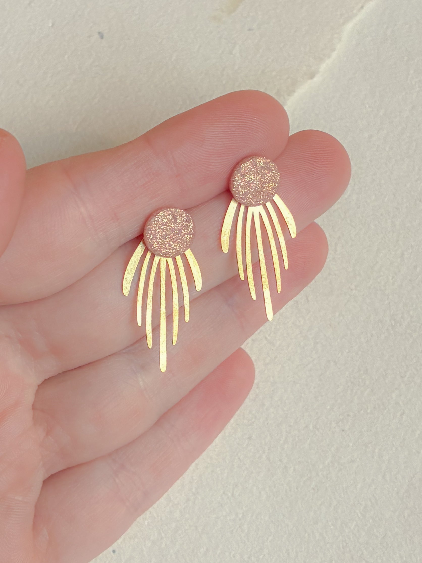 Rosa glimmer dot /// lang frynse bagstykke