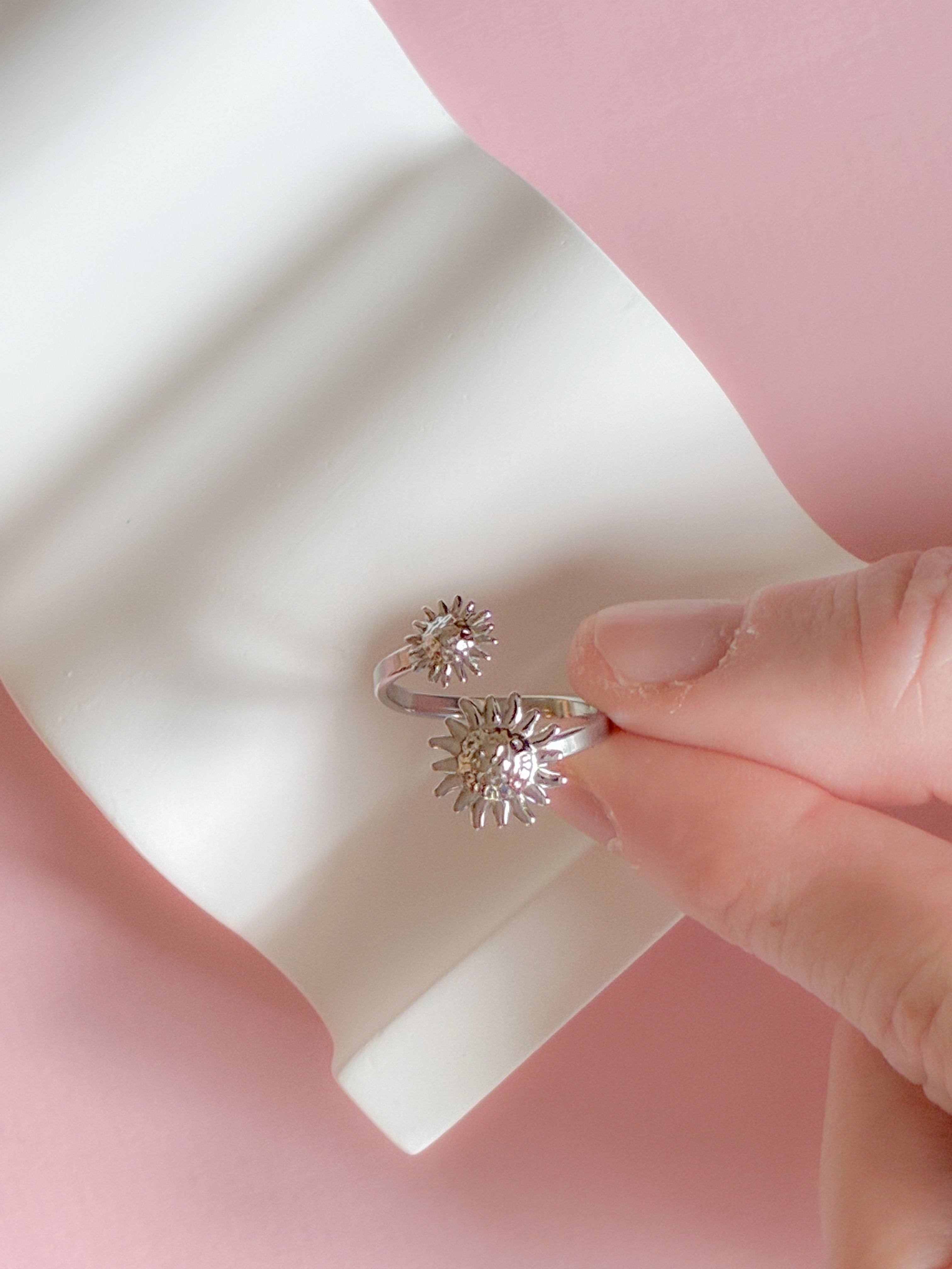 Ring // dobbel flower stål