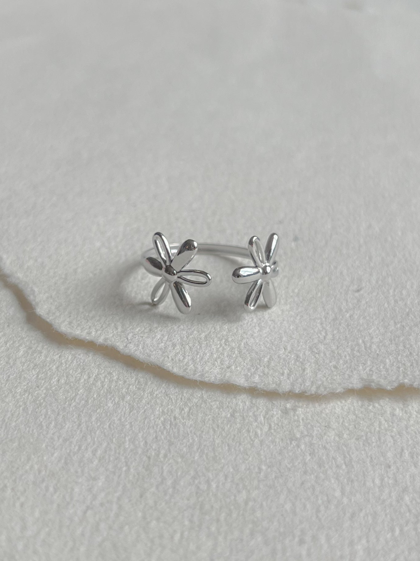 Ring // dobbel flower stål