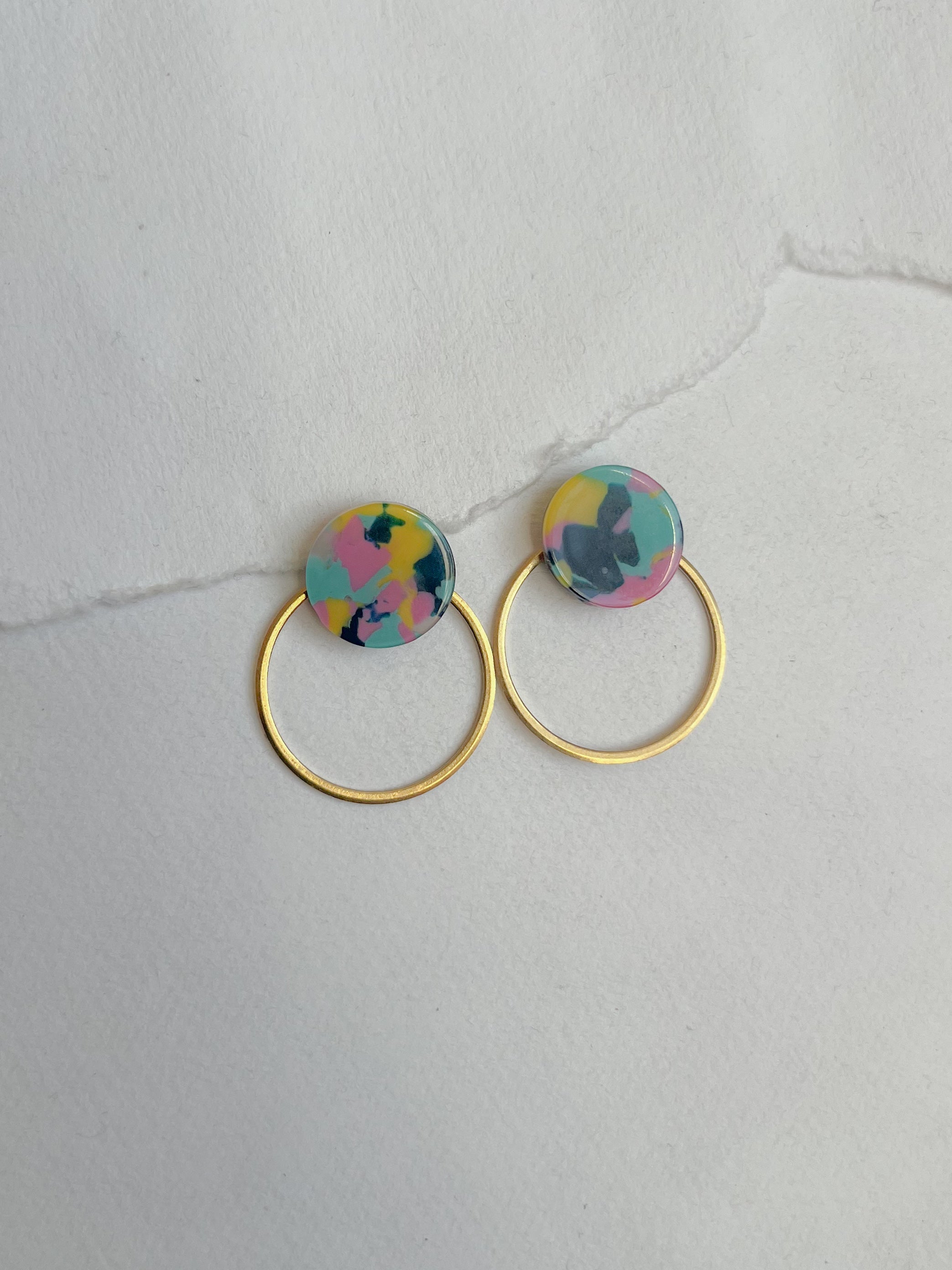 Turkis/pink/gul mix dot /// messing