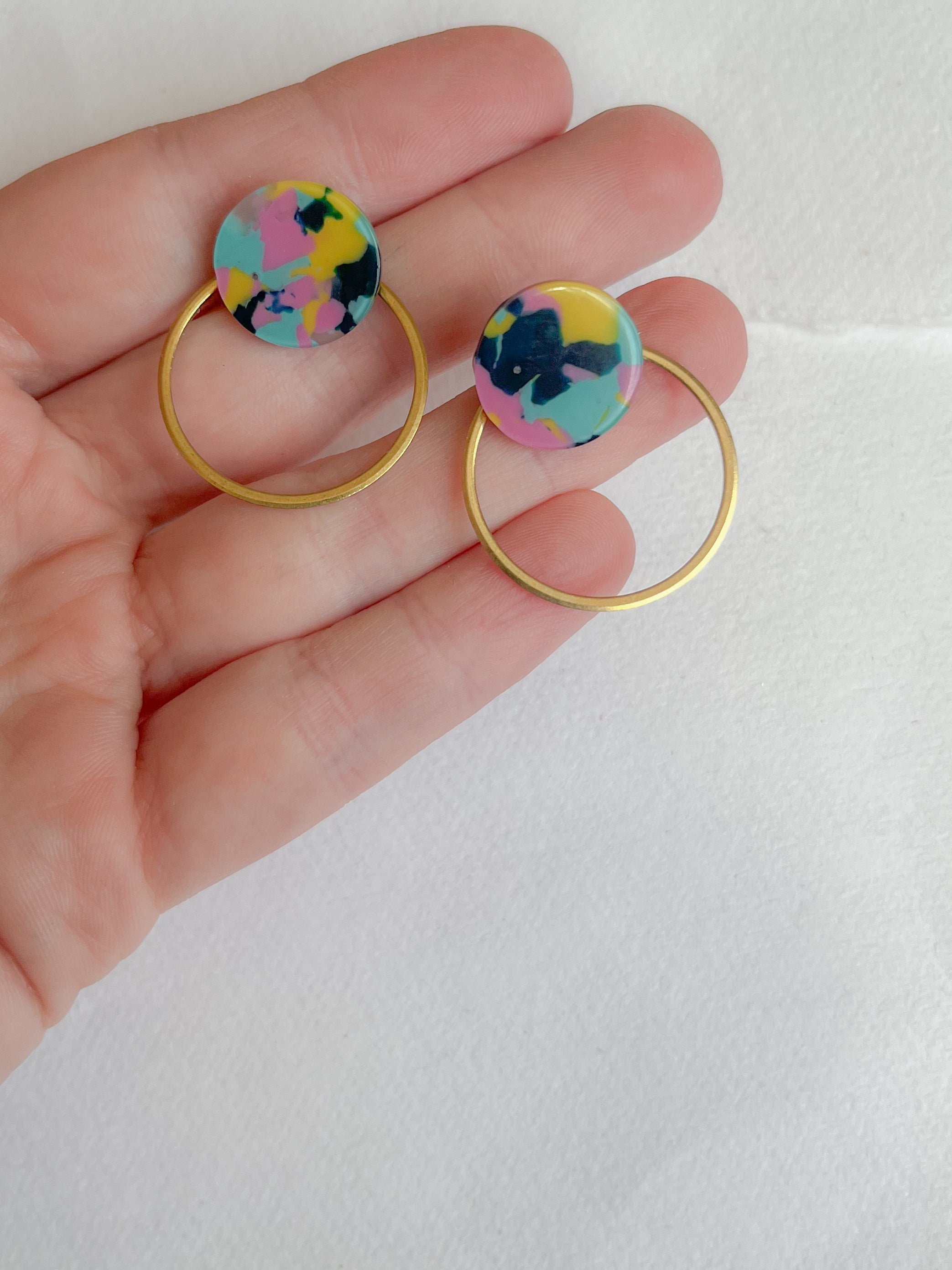 Turkis/pink/gul mix dot /// messing