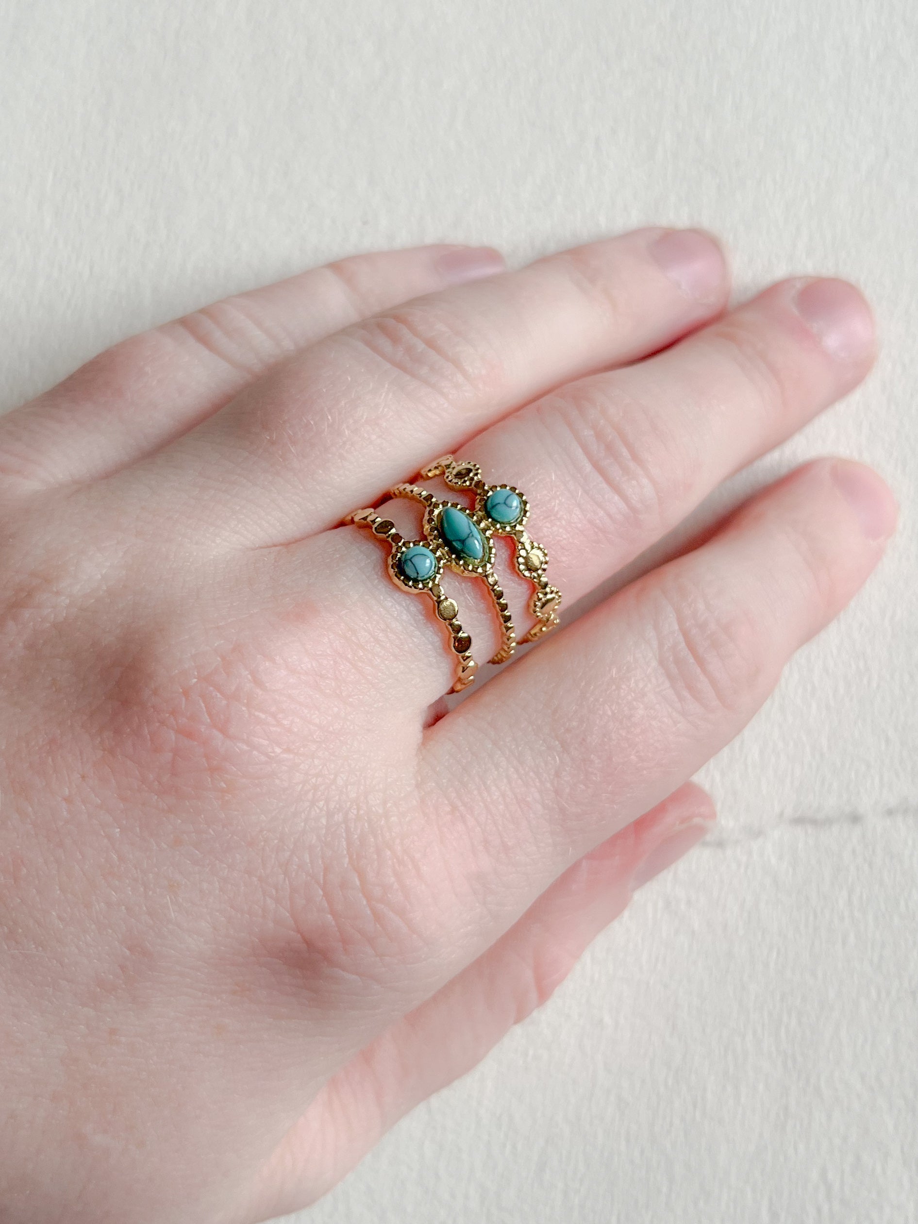 Ring // turkis på stribe